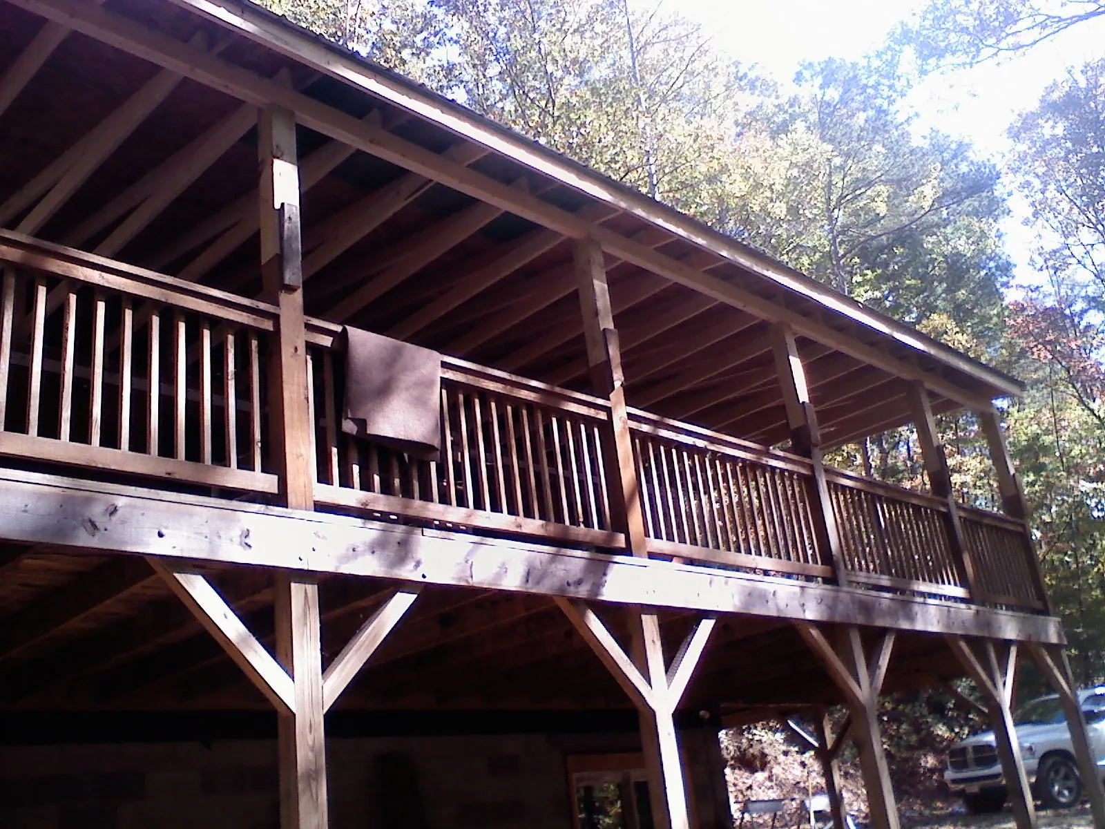 Timber framing under a new elevated porch and deck — Roof Leak Repair in Cherokee by Roofing Brothers